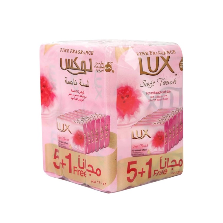 لوكس صابون120جرام لمسه ناعمه 6 قطعه *8 بالته